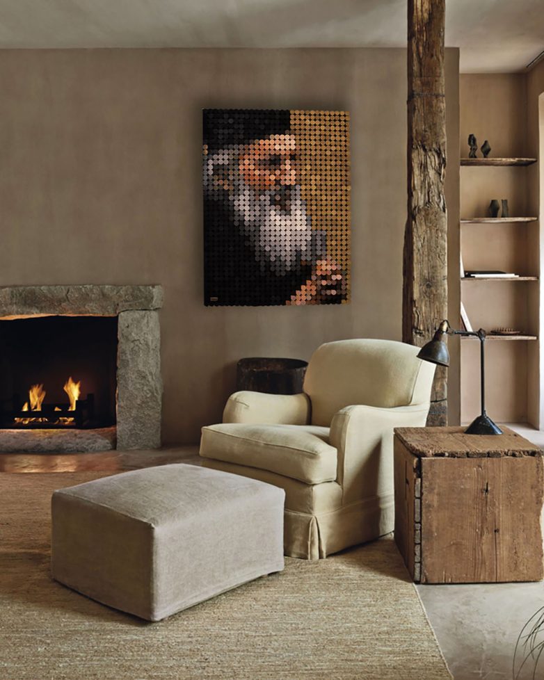 Drveni mozaik “Patrijarh Pavle” Dimenzije: 82 x 110 cm, materijal: drvo, MDF, akrilne boje, broj delova: 1.131, cena 2000 €; Foto: Tessera