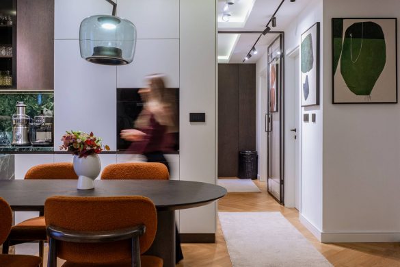 Porodični stan u Beogradu od 65 m2 sa otvorenom kuhinjom, trpezarijom i hodnikom, enterijer Danijele Mišković