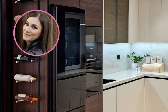 Savremena kuhinja sa kombinacijom univera i medijapana u neutralnim tonovima