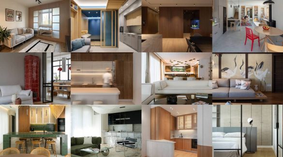 Kolaž od 12 nominovanih enterijera u finalu izbora Enterijer godine na portalu Dizajn enterijera