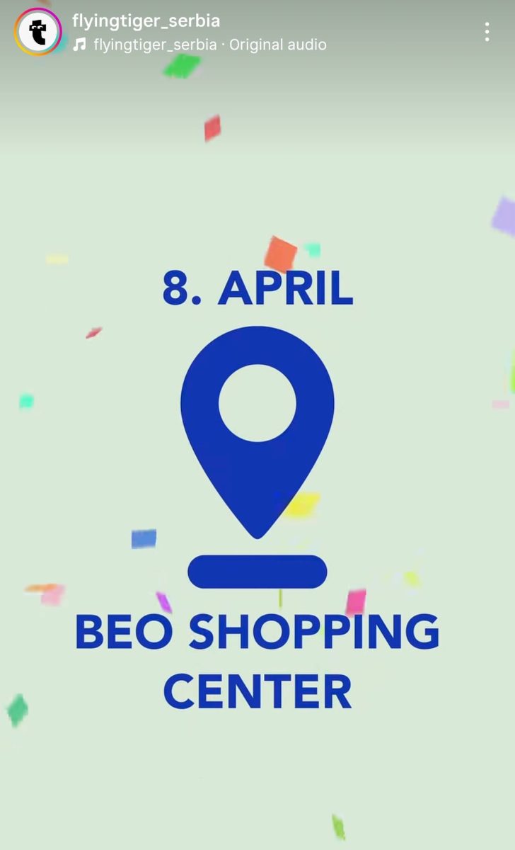 Grafika sa datumom otvaranja Flying Tiger prodavnice u Beogradu