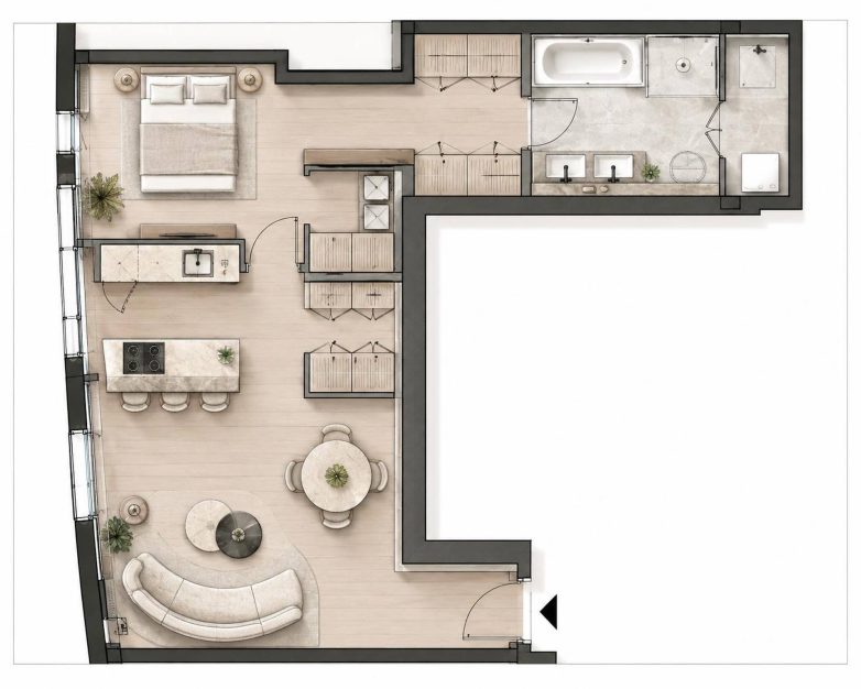 Osnova apartmana u St. Regis rezidenciji u Beogradu – KA Studio Architecture